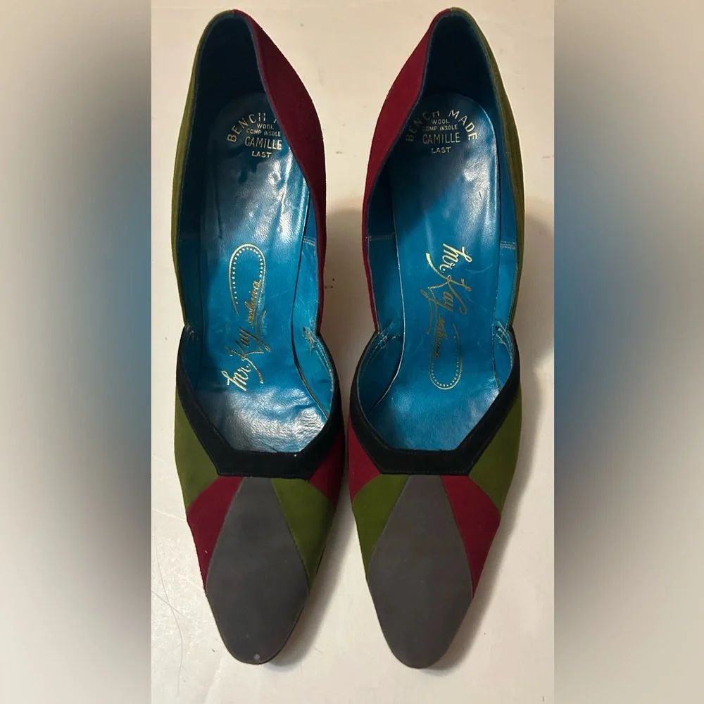 Vintage Multicolor Suede Heels